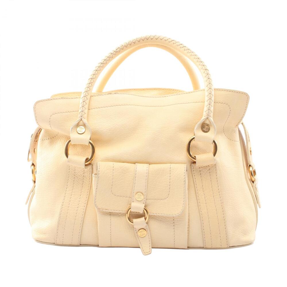 Celine Macadam Handbag Leather Ivory White